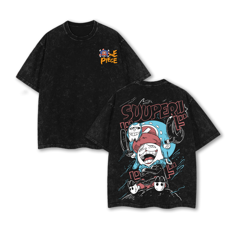 Limited Tony Tony Chop per "Super" Franky - ONE PIECE OP Washed Tee, Vintage Graphic 90s