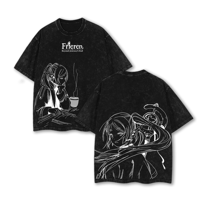 Frieren Eternal Farewell Washed Tee – Heavyweight Cotton T-Shirt