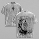Matthew 28:5-6 He Is Risen Vintage Washed Oversized Christian T-Shirt, Heavy Cotton Jesus Resurrection Graphic Tee, Easter Faith Scripture Streetwear Shirt, Unisex Religious Gift for Christian Believers