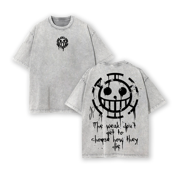 Limited Trafalgar Law One Piece Oversized Washed Tee 2.6 Graphic 90s