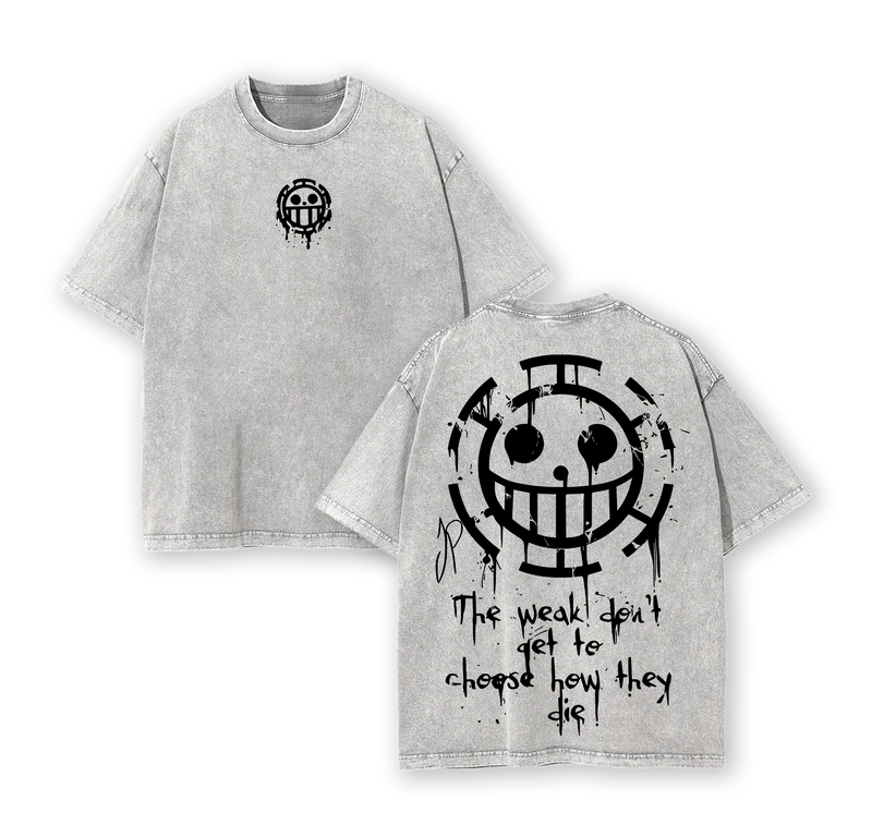 Limited Trafalgar Law One Piece Oversized Washed Tee 2.6 Graphic 90s