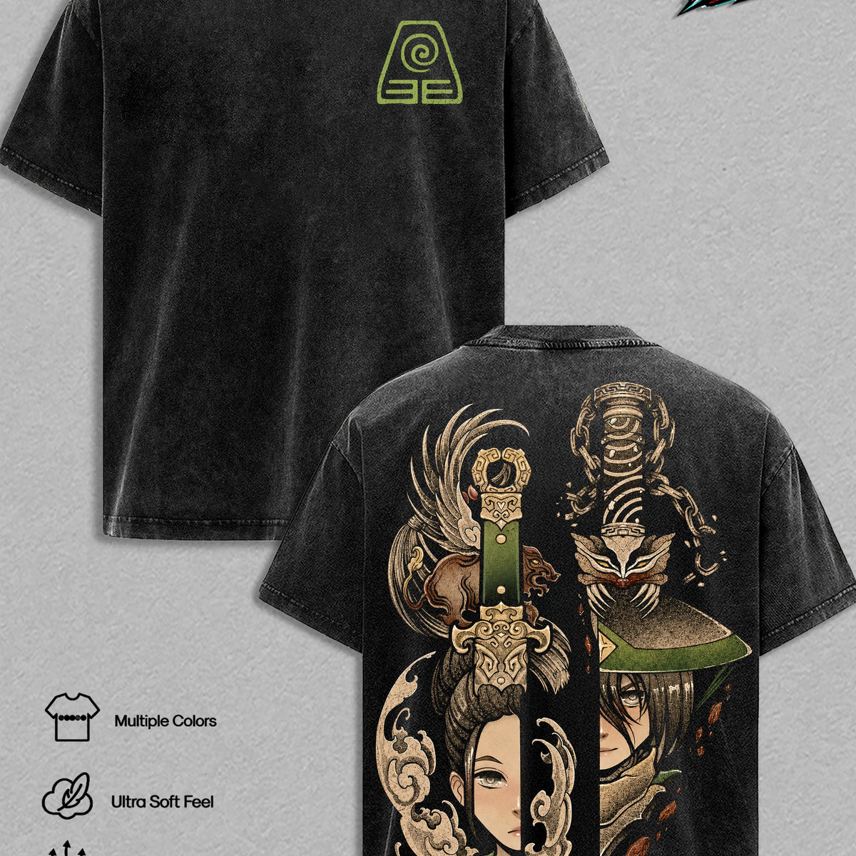 Toph Beifong Avatar: The Last Airbender Vintage Washed Graphic T Shirt, Team Avatar Cartoon Tee, ATLA Oversized Heavyweight Cotton Shirt, Japanese Streetwear Unisex, Retro Graphic Tee, Gift for Avatar Fans