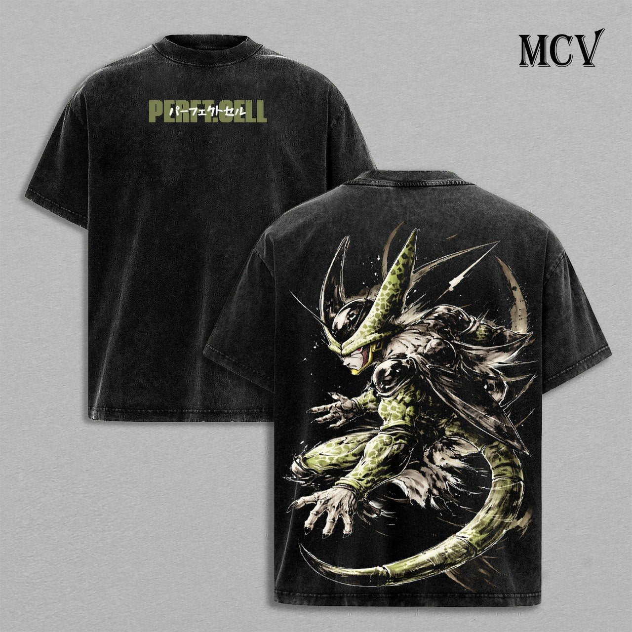 Perfect Cell Shirt, Dragon Ball Z Anime Tee, Villain Power Vintage Washed Graphic Tee