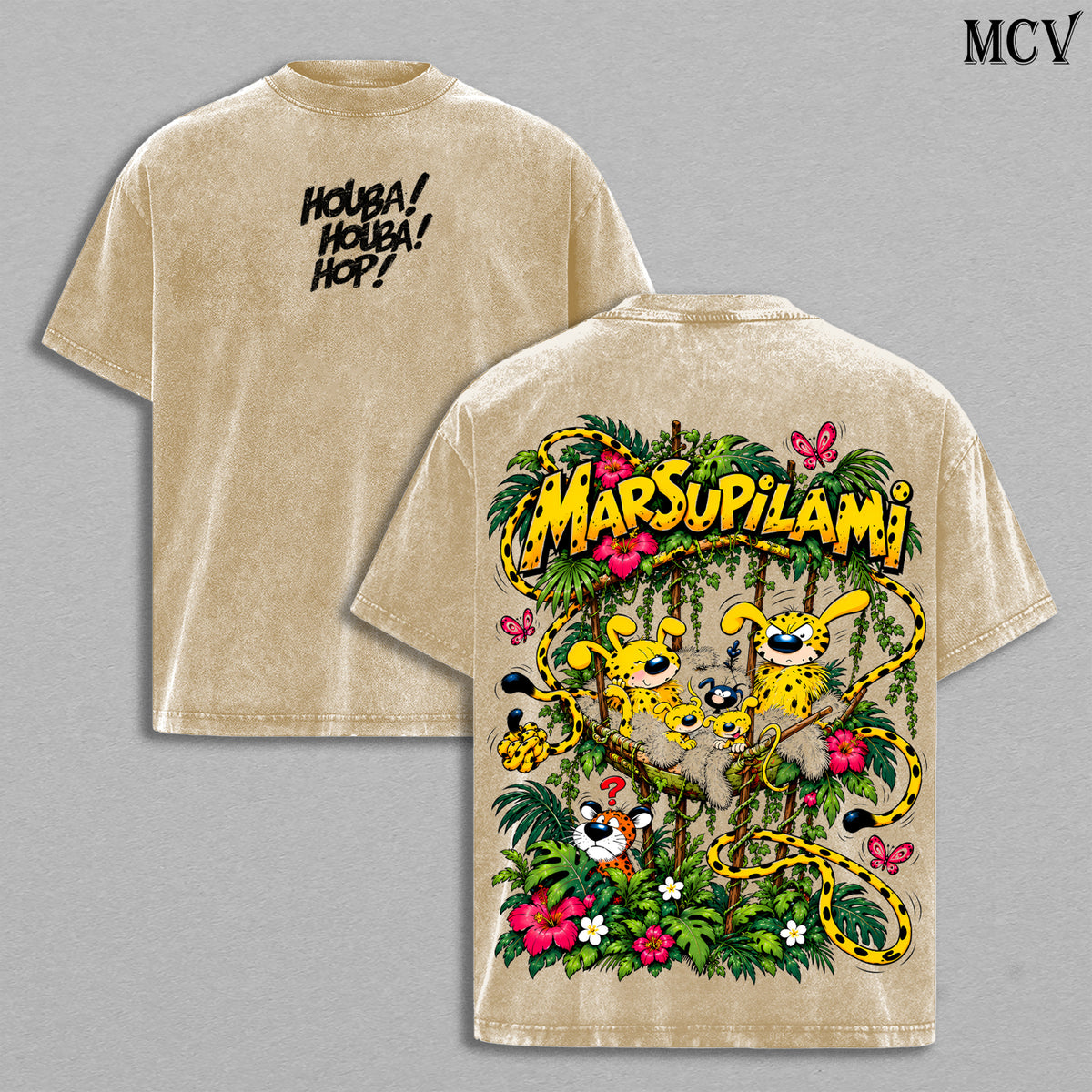 Marsupilami Vintage Washed T-Shirt, Jungle Cartoon Graphic Tee, Oversized Faded Black Retro Streetwear