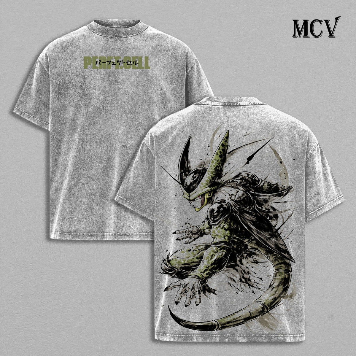 Perfect Cell Shirt, Dragon Ball Z Anime Tee, Villain Power Vintage Washed Graphic Tee