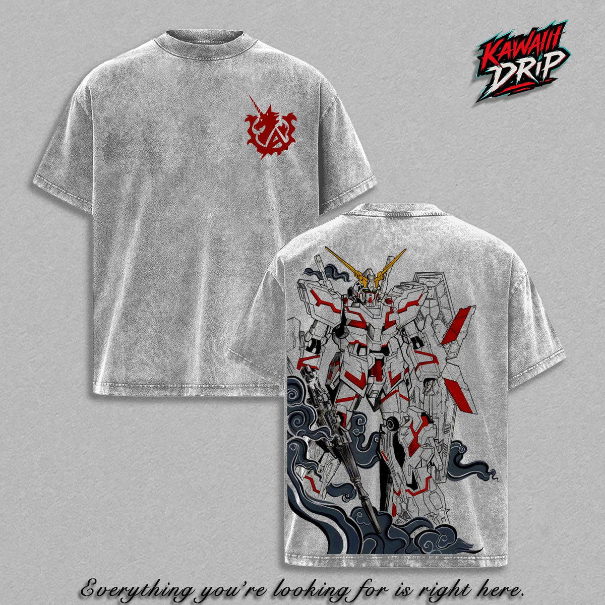 RX-0 Unicorn Gundam Anime Graphic Tee Vintage Washed Shirt Unisex Streetwear Top Mecha Manga Shirt Mobile Suit Gundam Tee Otaku Robot Anime Fan Gift Apparel