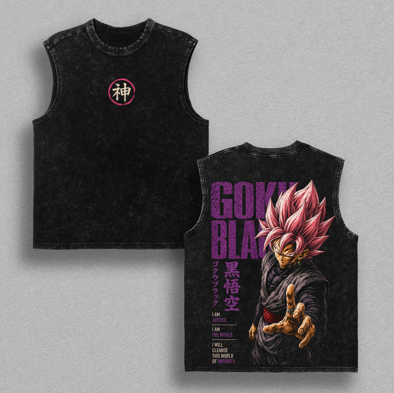 Goku Black Rose Dragon Ball Super Vintage Washed TShirt Graphic Tee Anime Streetwear Oversized Heavyweight Cotton Top Classic Menswear Clothes Apparel Gift for Men Women