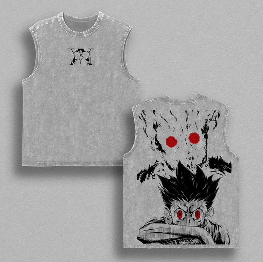 Otaku Lux Gon Freecss Adult Monster Form Hunter x Hunter Vintage Washed T-Shirt High Impact Anime Graphic Tee Manga Dark Streetwear Aesthetic Oversized Cotton Unisex Top Anime Merch HxH Fans Gift