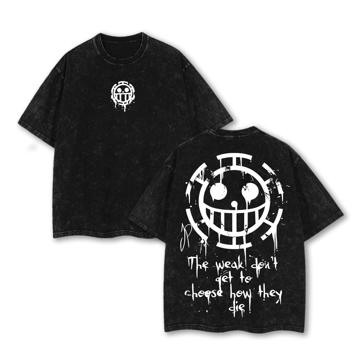 Limited Trafalgar Law One Piece Oversized Washed Tee 2.6 Graphic 90s