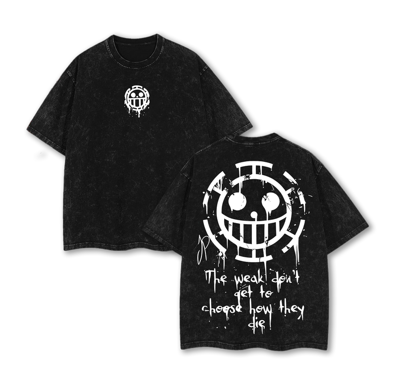 Limited Trafalgar Law One Piece Oversized Washed Tee 2.6 Graphic 90s