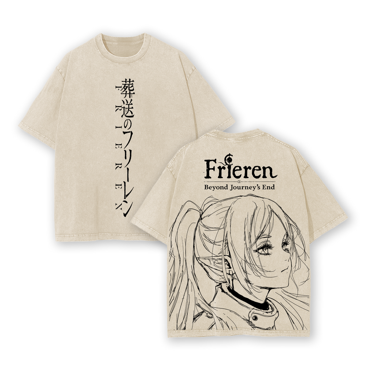 Frieren Beyond Journey's End Anime Double Printed Vintage Washed Tee