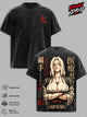 Narutoo Vintage Washed Anime T-Shirt – Tsunade Senju Graphic Tee, Retro Manga Streetwear Oversized Heavy Cotton Unisex Shirt, Anime Gift for Men & Women