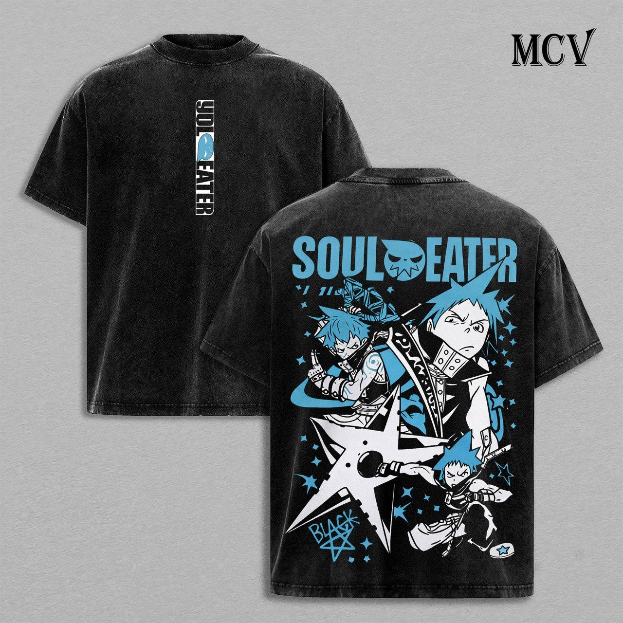 Soul Eater T-Shirt, Death Weapon Anime Tee, Gothic Graphic Vintage Washed Tee