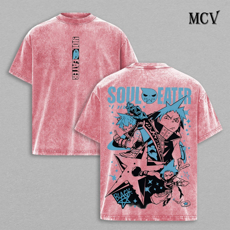 Soul Eater T-Shirt, Death Weapon Anime Tee, Gothic Graphic Vintage Washed Tee