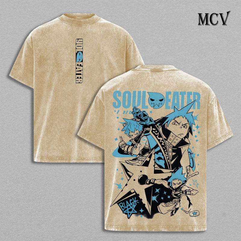 Soul Eater T-Shirt, Death Weapon Anime Tee, Gothic Graphic Vintage Washed Tee