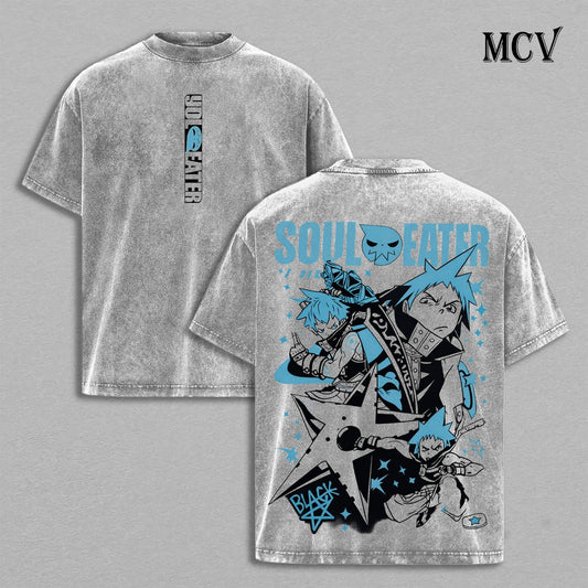 Soul Eater T-Shirt, Death Weapon Anime Tee, Gothic Graphic Vintage Washed Tee