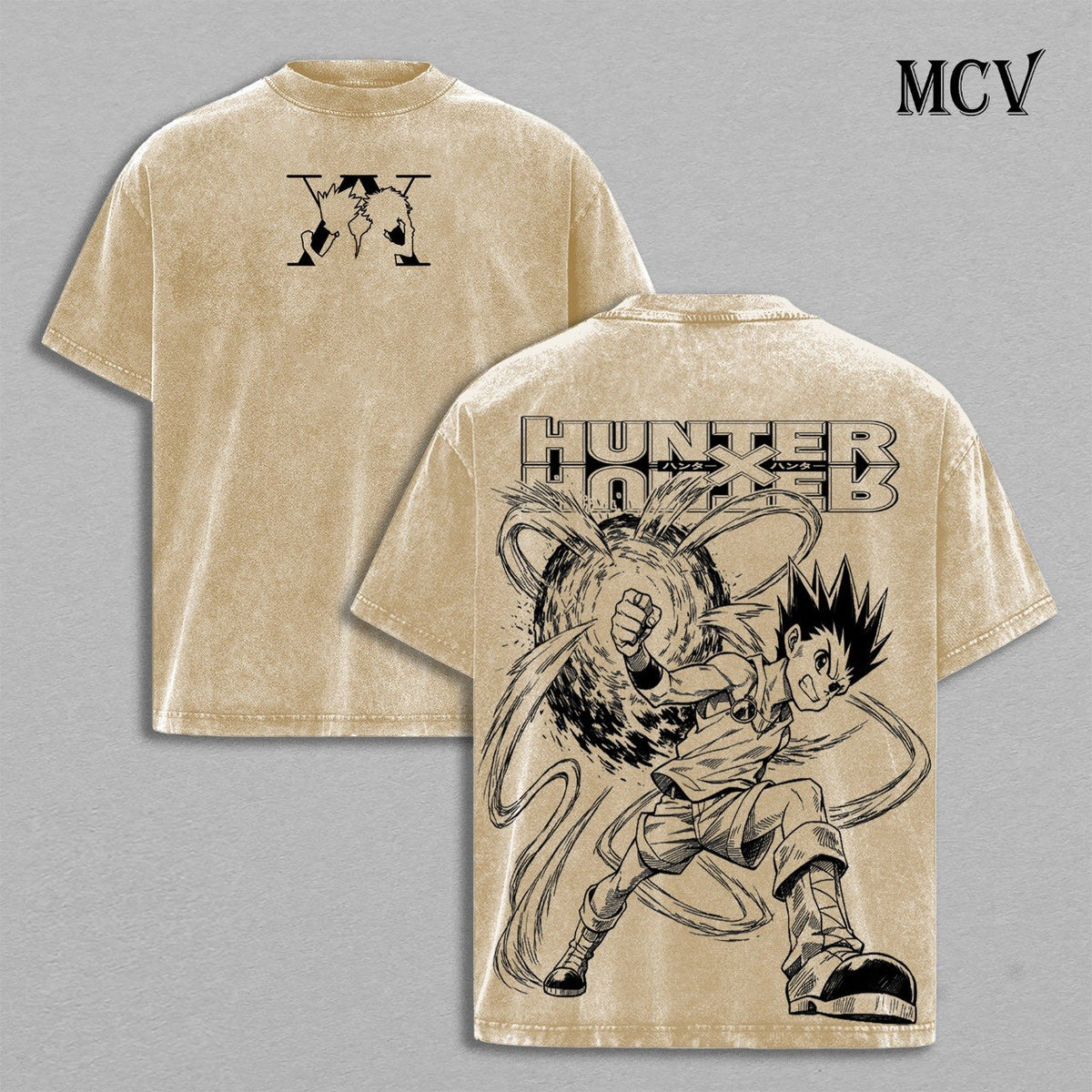 Gon Freecss T-Shirt, Hunter x Hunter Anime Tee, Nen Power Graphic Vintage Washed Tee