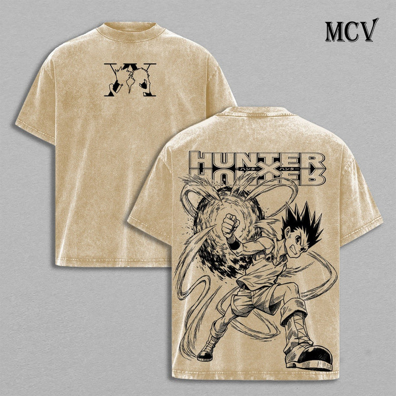 Gon Freecss T-Shirt, Hunter x Hunter Anime Tee, Nen Power Graphic Vintage Washed Tee