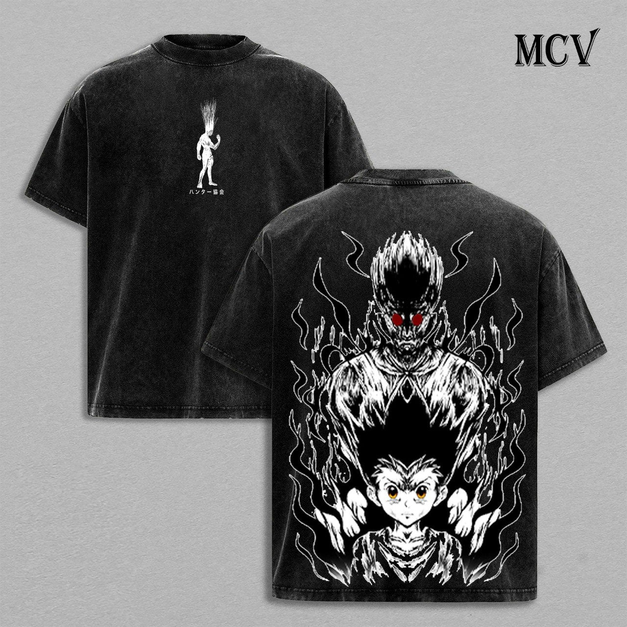 Gon Hunter x Hunter Shirt, Anime Nen Power Vintage Washed Graphic Tee