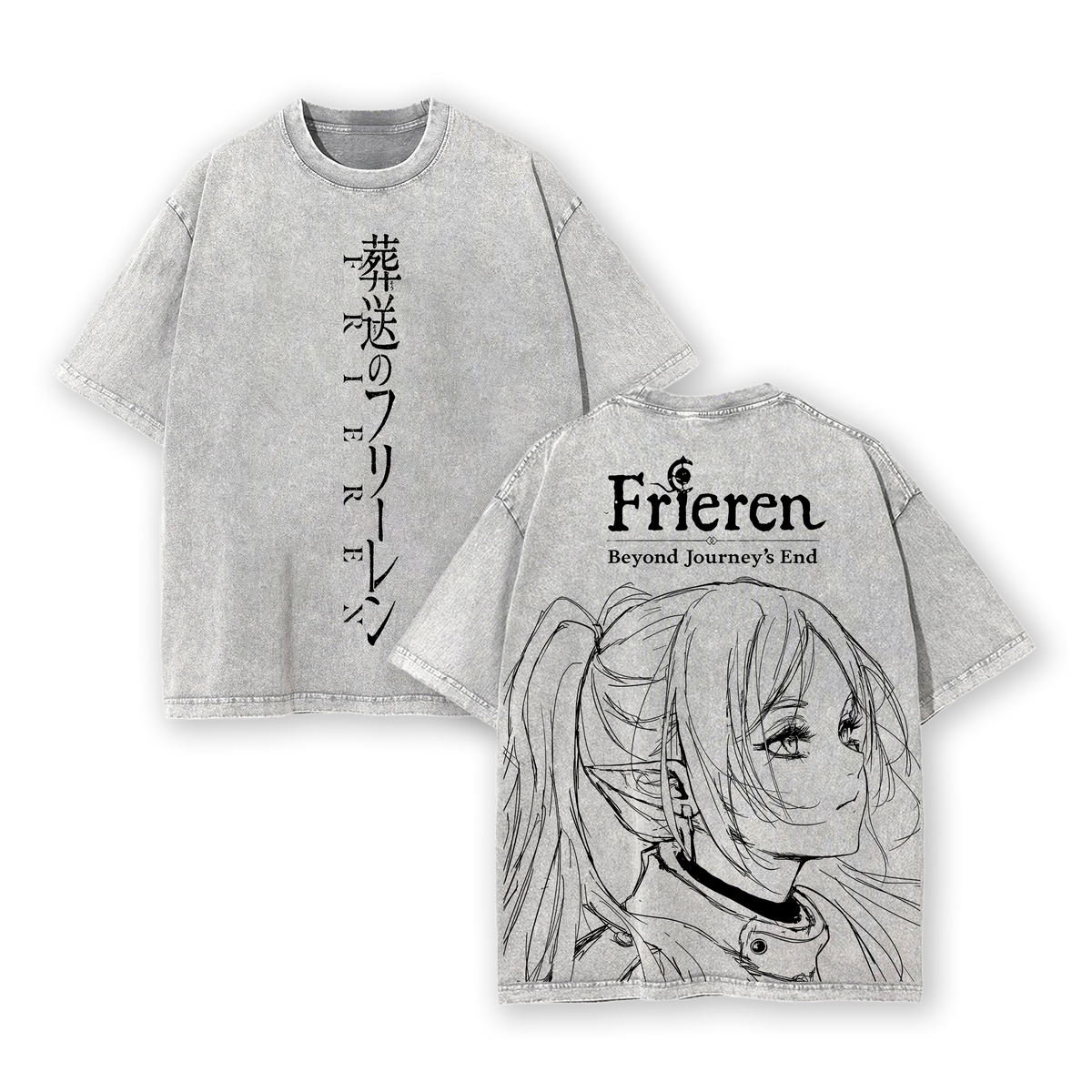 Frieren Beyond Journey's End Anime Double Printed Vintage Washed Tee