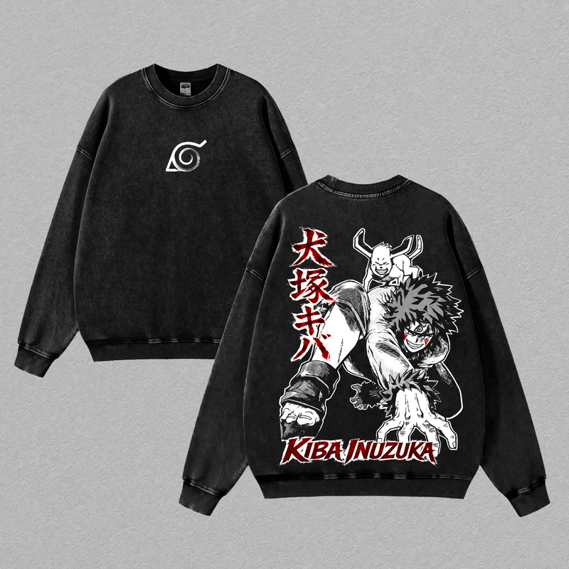 Kiba Inuzuka Graphic Tee, Vintage Washed Anime Shirt, Unisex Anime, Gift for Naruto Fans