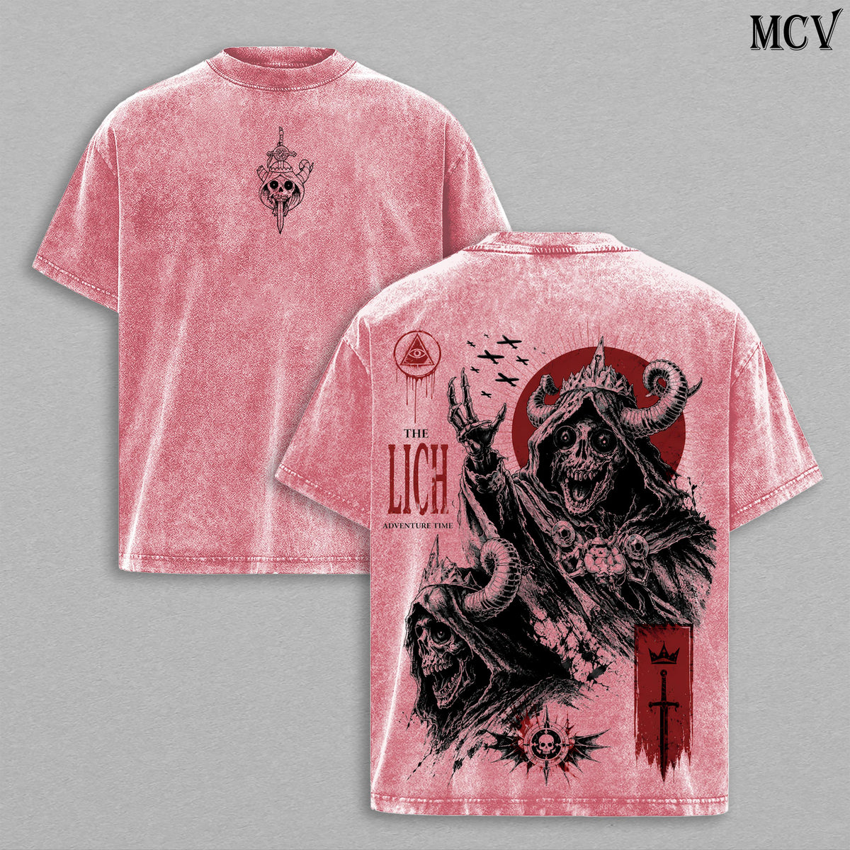 The Lich Adventure Time Vintage Washed Oversized T-Shirt, Dark Fantasy Cartoon Villain Graphic Tee, Double Printed Skull King Artwork, Heavy Cotton Streetwear, Unisex Retro Grunge Shirt