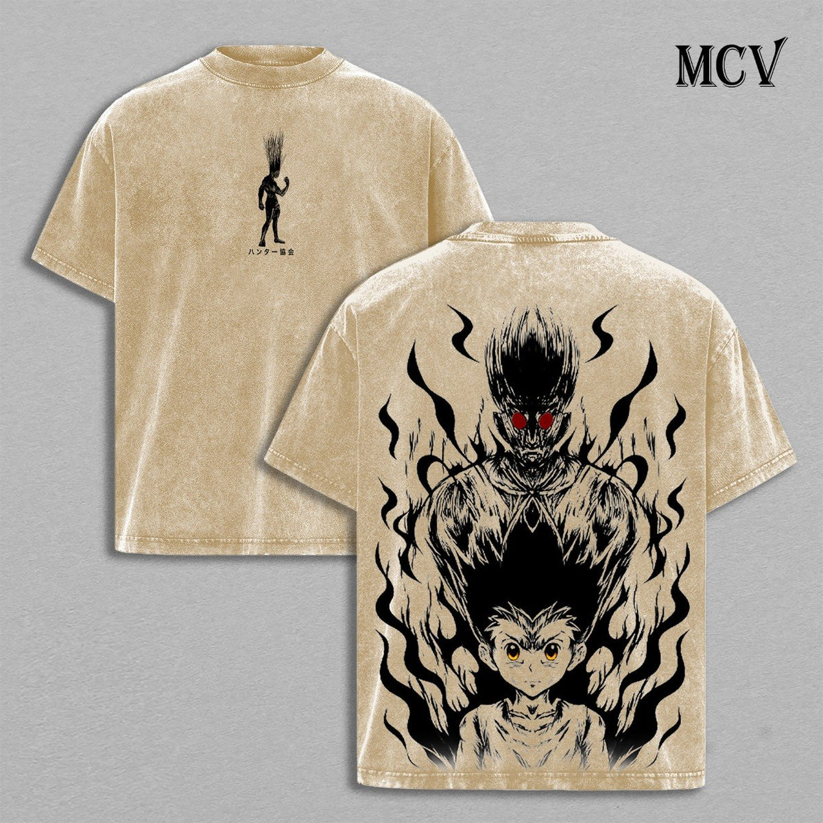 Gon Hunter x Hunter Shirt, Anime Nen Power Vintage Washed Graphic Tee
