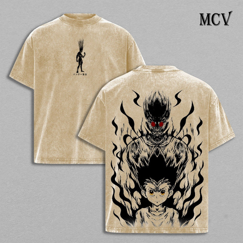 Gon Hunter x Hunter Shirt, Anime Nen Power Vintage Washed Graphic Tee