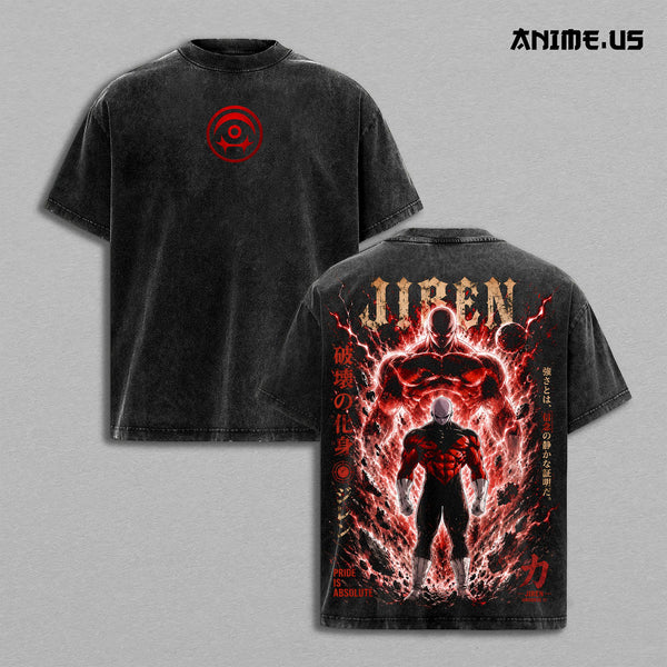 Jiren Universe 11 Pride Warrior DBS Anime Graphic Vintage Washed Shirt, Limitless Power Heavyweight Cotton Tee, Japanese Manga Oversized Streetwear Gift For DB Fans