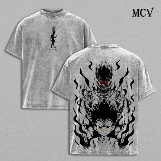 Gon Hunter x Hunter Shirt, Anime Nen Power Vintage Washed Graphic Tee