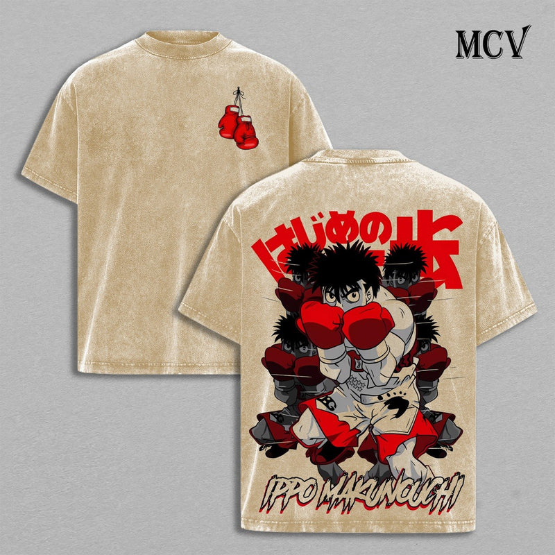 Ippo Boxing Anime Shirt, Fighting Spirit Vintage Washed Graphic Tee