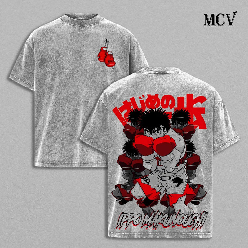 Ippo Boxing Anime Shirt, Fighting Spirit Vintage Washed Graphic Tee