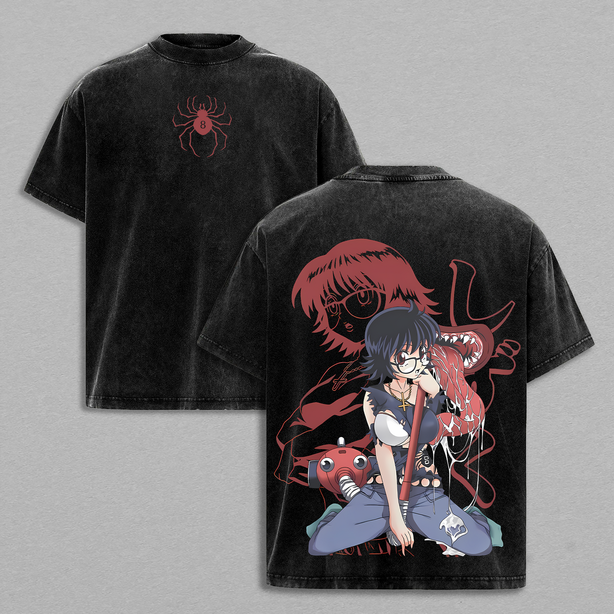 Shizuku T-Shirt - Hunter x Hunter Anime Graphic Tee Acid Washed Lightweight Cotton T-Shirt Unisex Oversized Clothes Streetwear Gift for Anime Fans