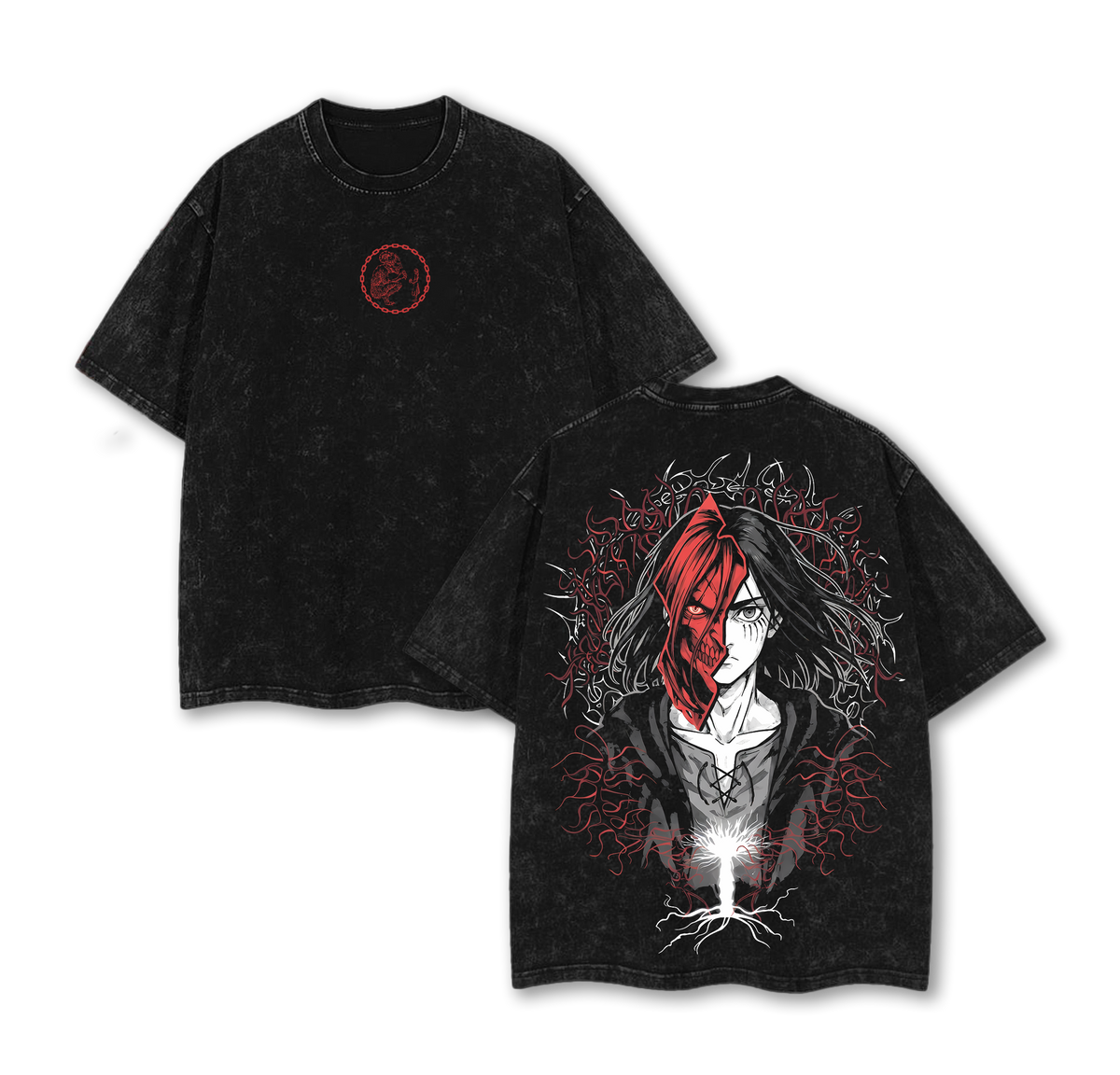 Eren Founding Titan Vintage Washed T-Shirt – Attack on Titan Anime Graphic Tee