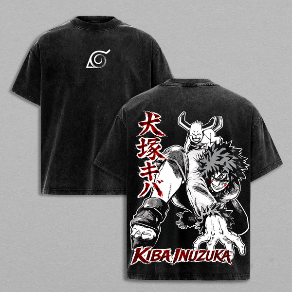 Kiba Inuzuka Graphic Tee, Vintage Washed Anime Shirt, Unisex Anime, Gift for Naruto Fans