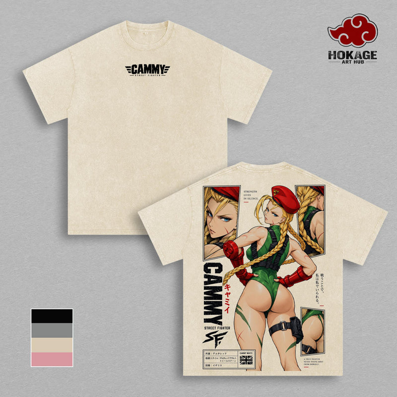 Cammy Street Fighter T-Shirt, Cammy White Graphic Tee, Vintage Gaming Shirt, Washed T Shirt, Oversized Back Print Tee, Retro Video Game Streetwear, Heavyweight Cotton Tee