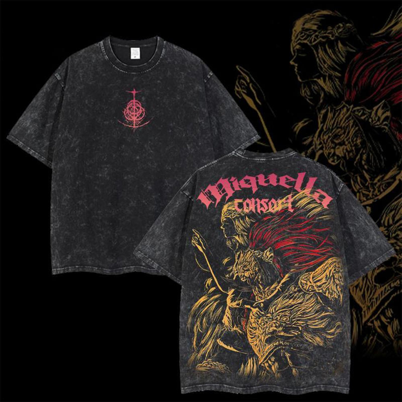 Miquella Consort Elden Ring Game Oversized Washed Tee Game Acid Washed Lightweight TSHIRT, Gift For Game Fan, Radahn Love