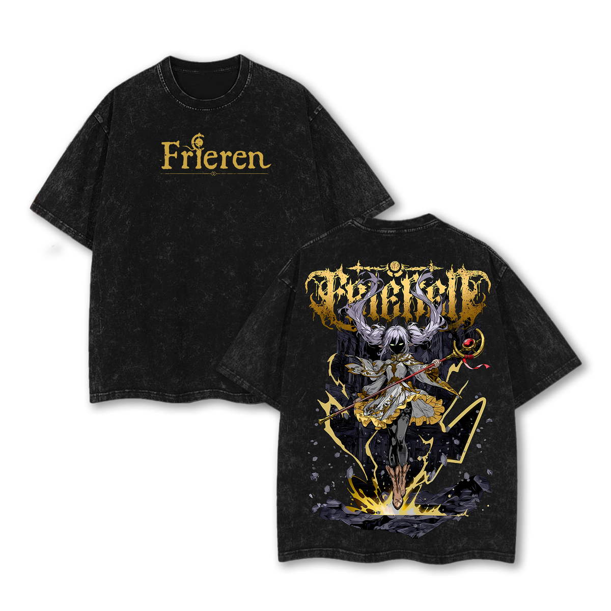 Retro Vintage Limited Edition Frieren - Beyond Journey's End Anime Graphic Printed Vintage Washed Tee