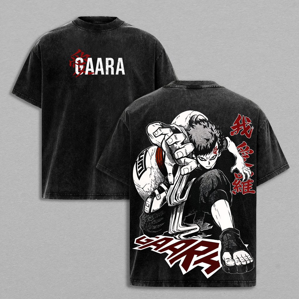 Gaara Graphic Tee, Vintage Washed Anime Shirt, Unisex Anime, Gift for Naruto Fans