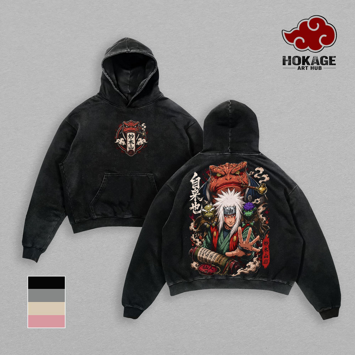 Jiraiya Naruto Sweatshirt T-Shirt & Hoodie, Toad Sage Mount Myoboku Graphic Shirt, Vintage Anime Sweatshirt, Back Print Manga Shirts, Naruto Streetwear, Unisex Cotton Distressed Tee, Anime Merch For Men