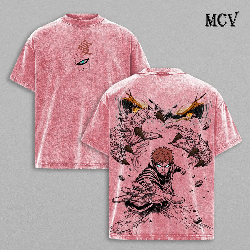 Gaara T-Shirt, Naruto Anime Tee, Kazekage Sand Power Vintage Washed Tee