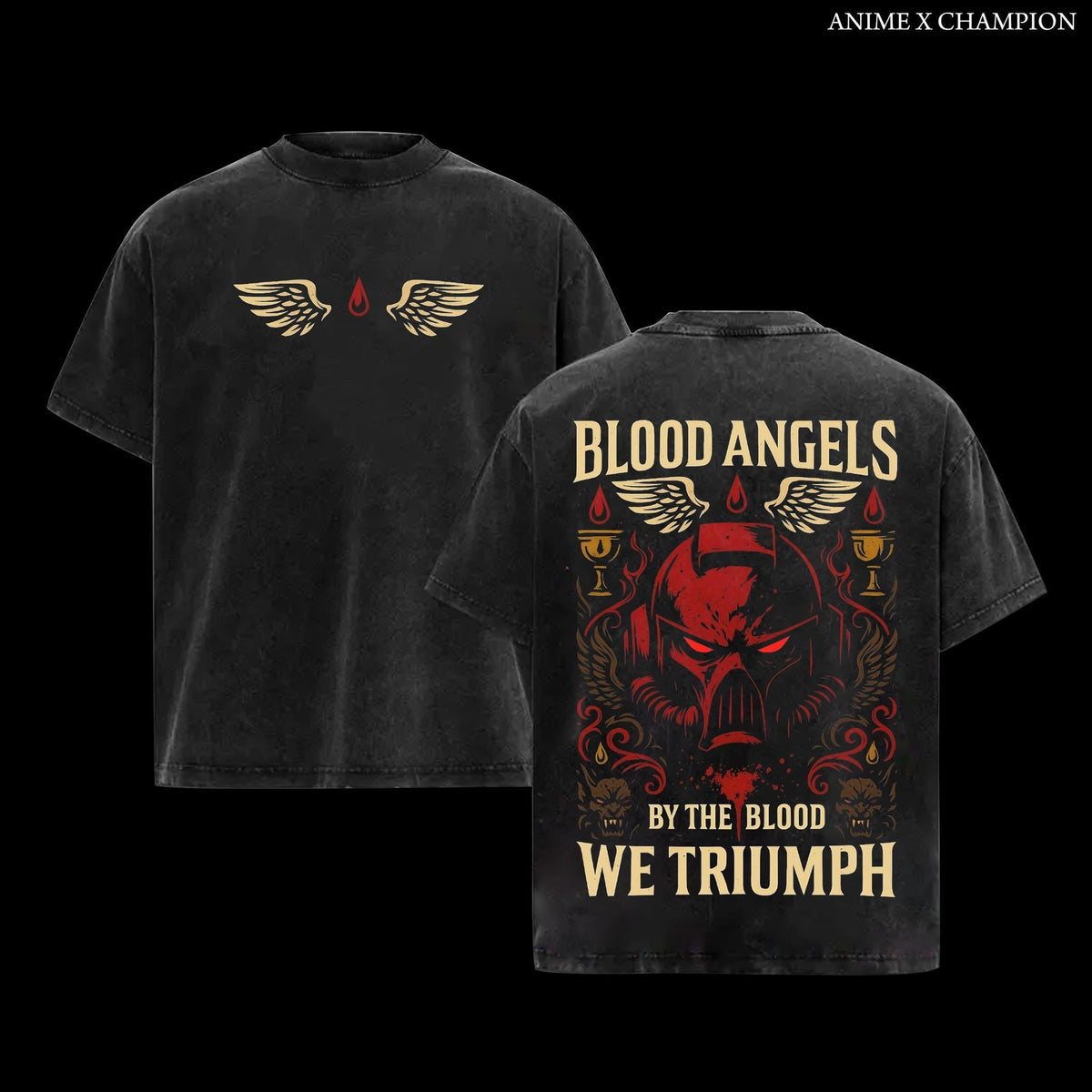 Blood Angels Warhammer 40K New Vintage Washed Tee – Retro Oversized T-Shirt Inspired by Iconic Factions and Heroes, Premium Heavy Cotton, Perfect for Wargame Fans, Sci-Fi Lovers, and Streetwear Collectors