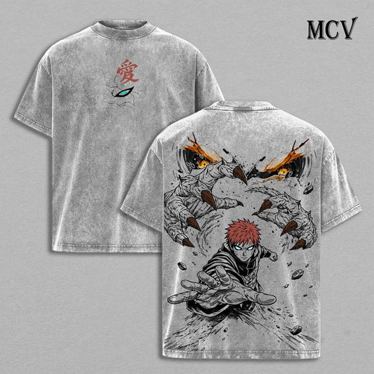 Gaara T-Shirt, Naruto Anime Tee, Kazekage Sand Power Vintage Washed Tee