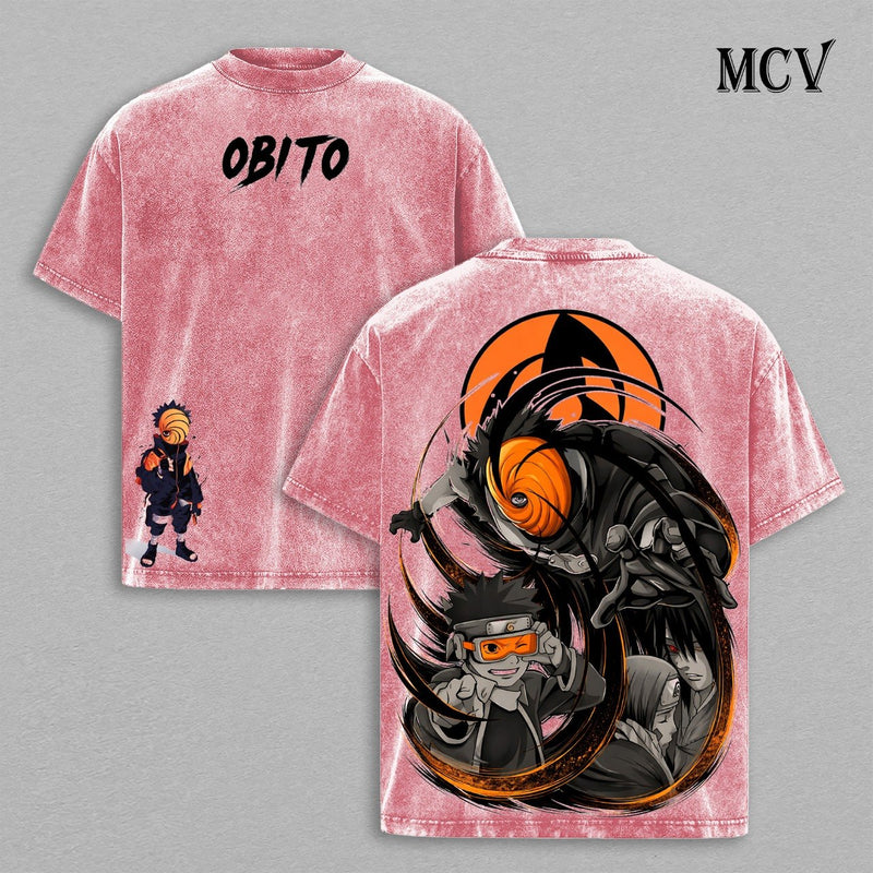 Obito Uchiha T-Shirt, Naruto Anime Tee, Masked Shinobi Vintage Washed Graphic Tee