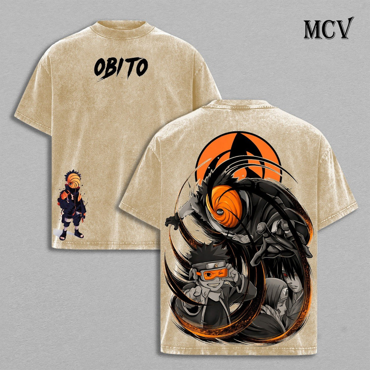 Obito Uchiha T-Shirt, Naruto Anime Tee, Masked Shinobi Vintage Washed Graphic Tee