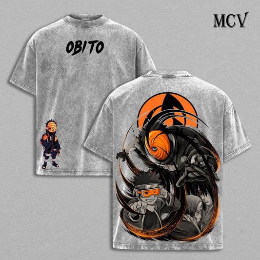 Obito Uchiha T-Shirt, Naruto Anime Tee, Masked Shinobi Vintage Washed Graphic Tee