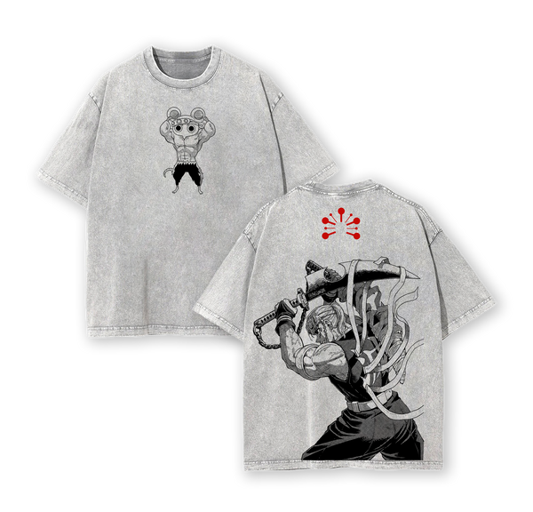 Tengen Muscle Mice Demon Slayer Anime Double Printed Vintage Washed Tee