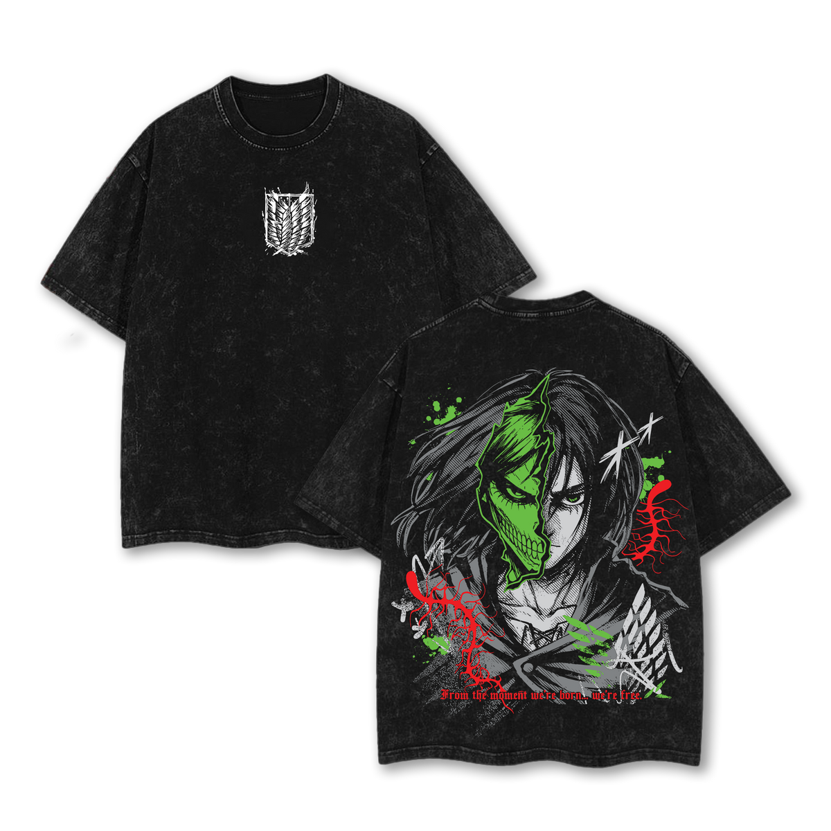 Eren Yeager Final Form T-Shirt Attack on Titan Founding Titan Anime Graphic Tee Oversized Acid Washed Cotton Shirt Rumbling Dark Aesthetic Streetwear Gift for Anime Fans Manga Merch
