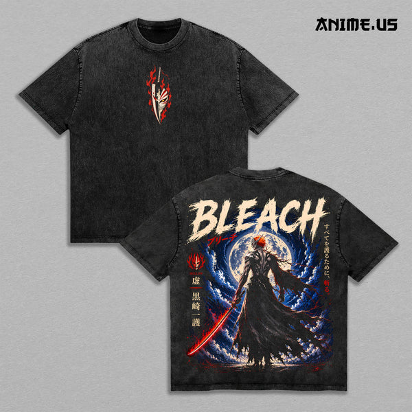 Ichigo Kurosaki Hollow Bleach T-Shirt | Bankai Soul Reaper Thousand-Year Blood War Anime | Vintage Washed Oversized Graphic Tee