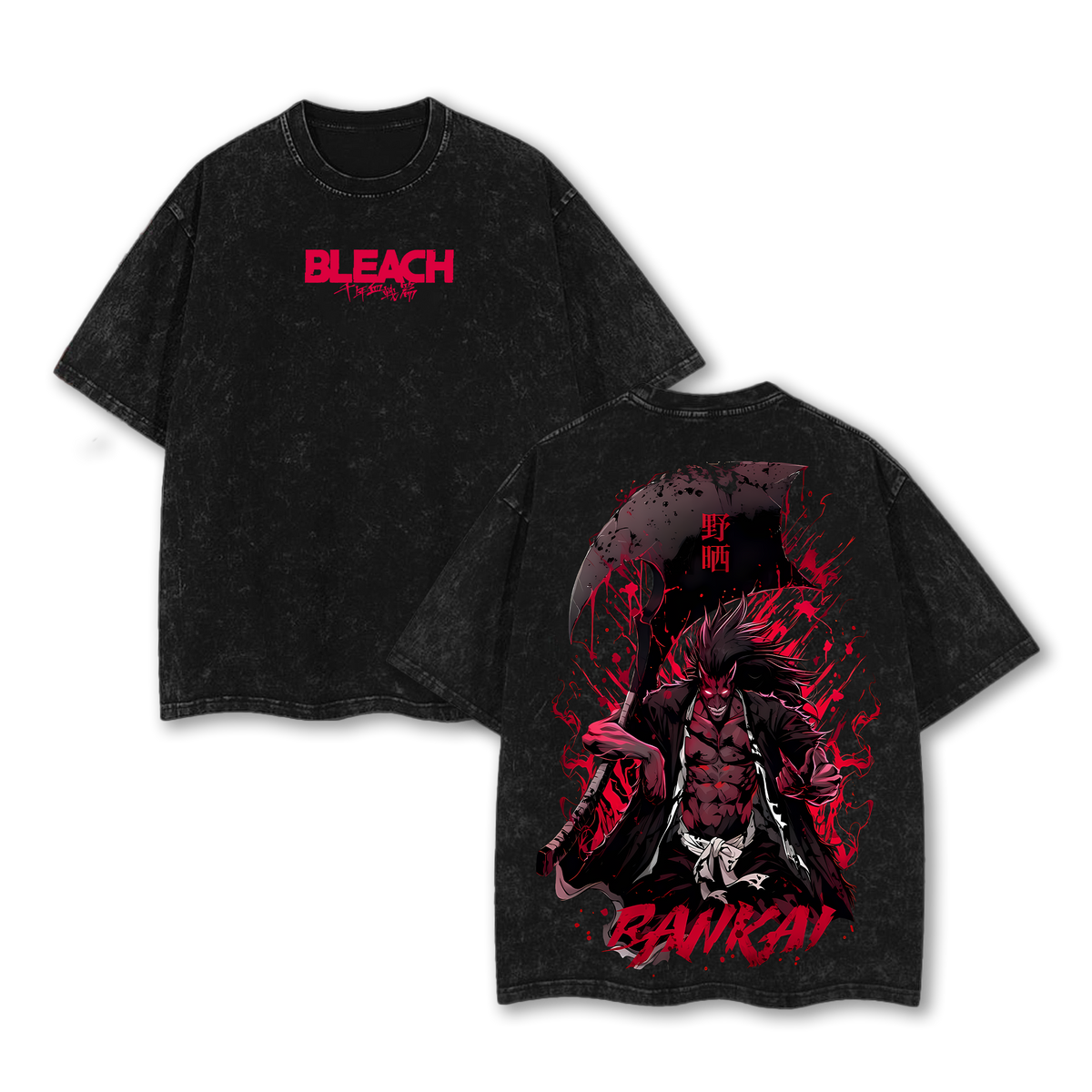 Retro Vintage Limited Kenpachi Zaraki Ver.2 - Bleach Anime Double Printed Washed Tee